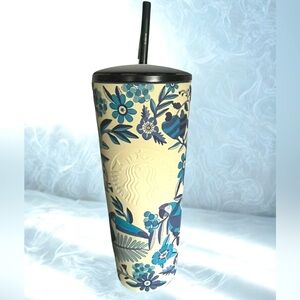 Starbucks 2025 Farm Rio White Blue Tropical Cold Cup 24oz Tumbler